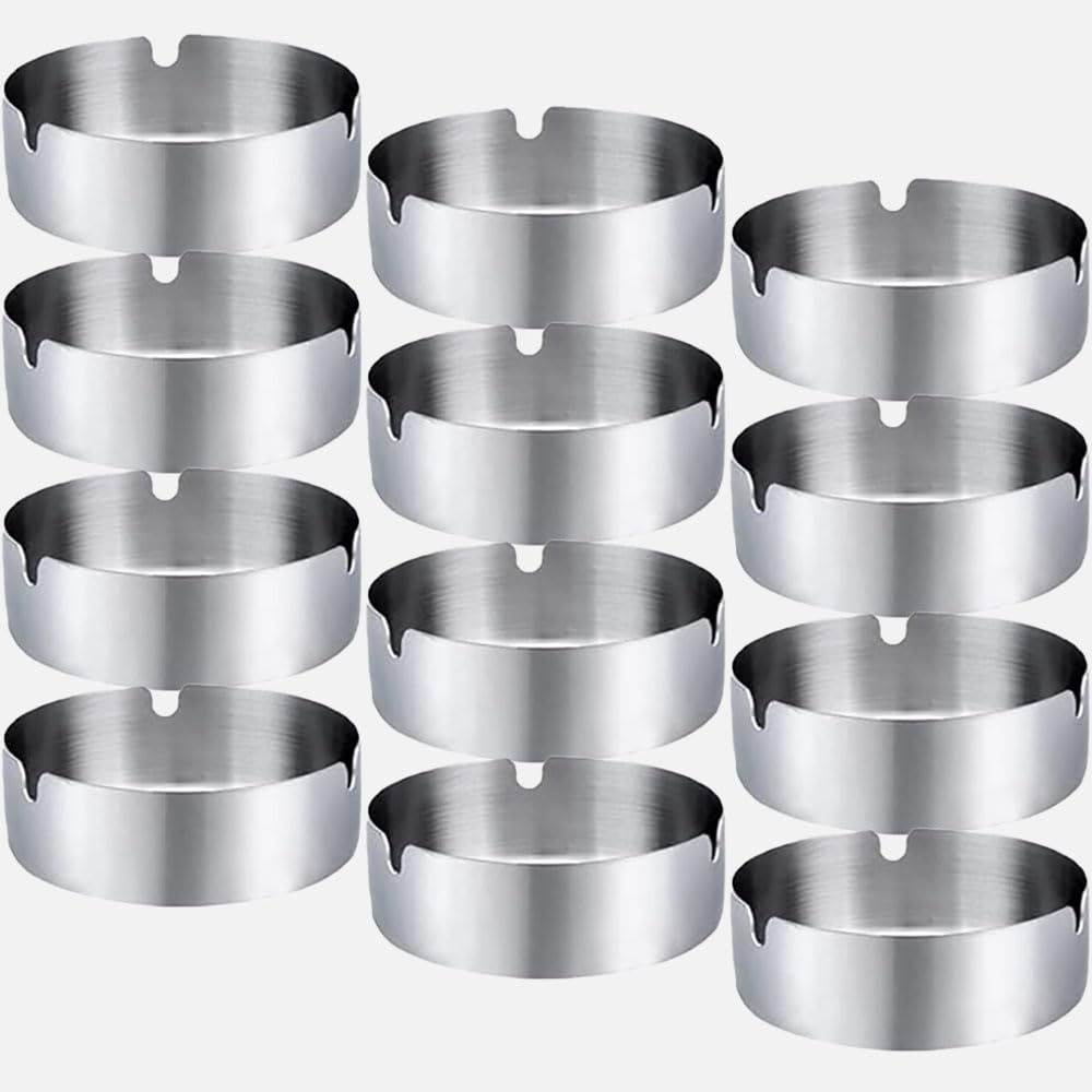 Posacenere acciaio inox rotondo 8 cm set da 12