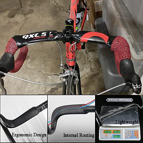 Carbon Fiber Handlebars Road Bike Flat Handlebar Drop Handlebars Aero Handlebars For Road Bike Handlebars Rxl Sl Carbon Fiber Drop Bar 42Mm Handlebar 31.8 (Red Glossy, 420Mm) #TOP2