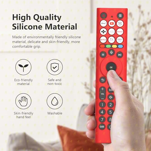 Image of RAYA Silicone Cover Compatible with 2026 Hisense TV Remote E7Q / E75Q / U7Q / A4Q / A6Q / A7Q / Q6Q Model TV Remote Protection Case (Red)