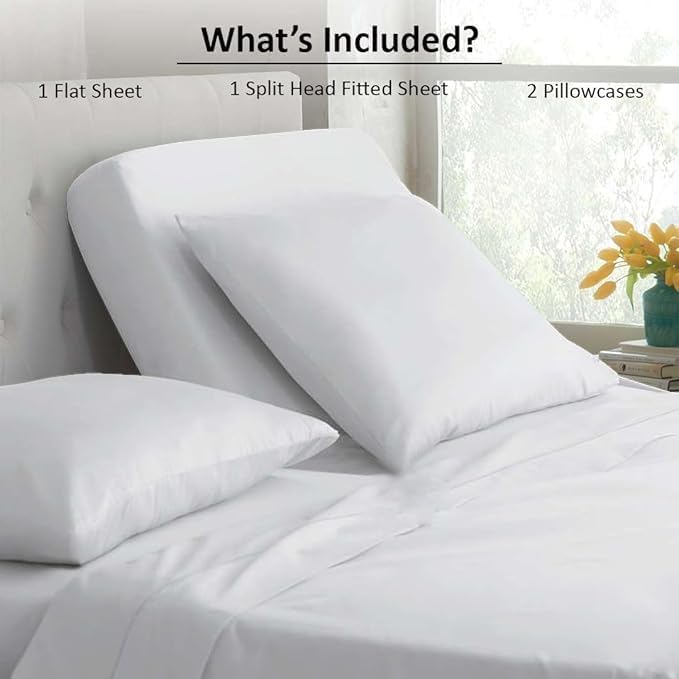 Miniatura 6 de Juego de sábanas de 4 piezas con cabezal flexible, sábanas divididas de 28 pulgadas para camas ajustables con números de sueño, 100% microfibra,