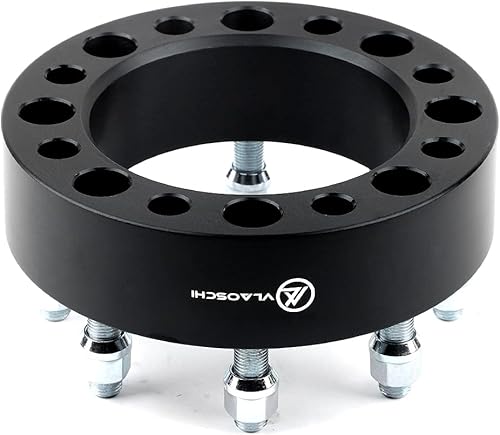 Miniatura 8 de VLAOSCHI Adaptadores de rueda forjados negros de 8 x 180 a 8 x 6.5 pulgadas con pernos de 14 x 1.5 compatibles con Chevy GMC 8 Lug para Silverado