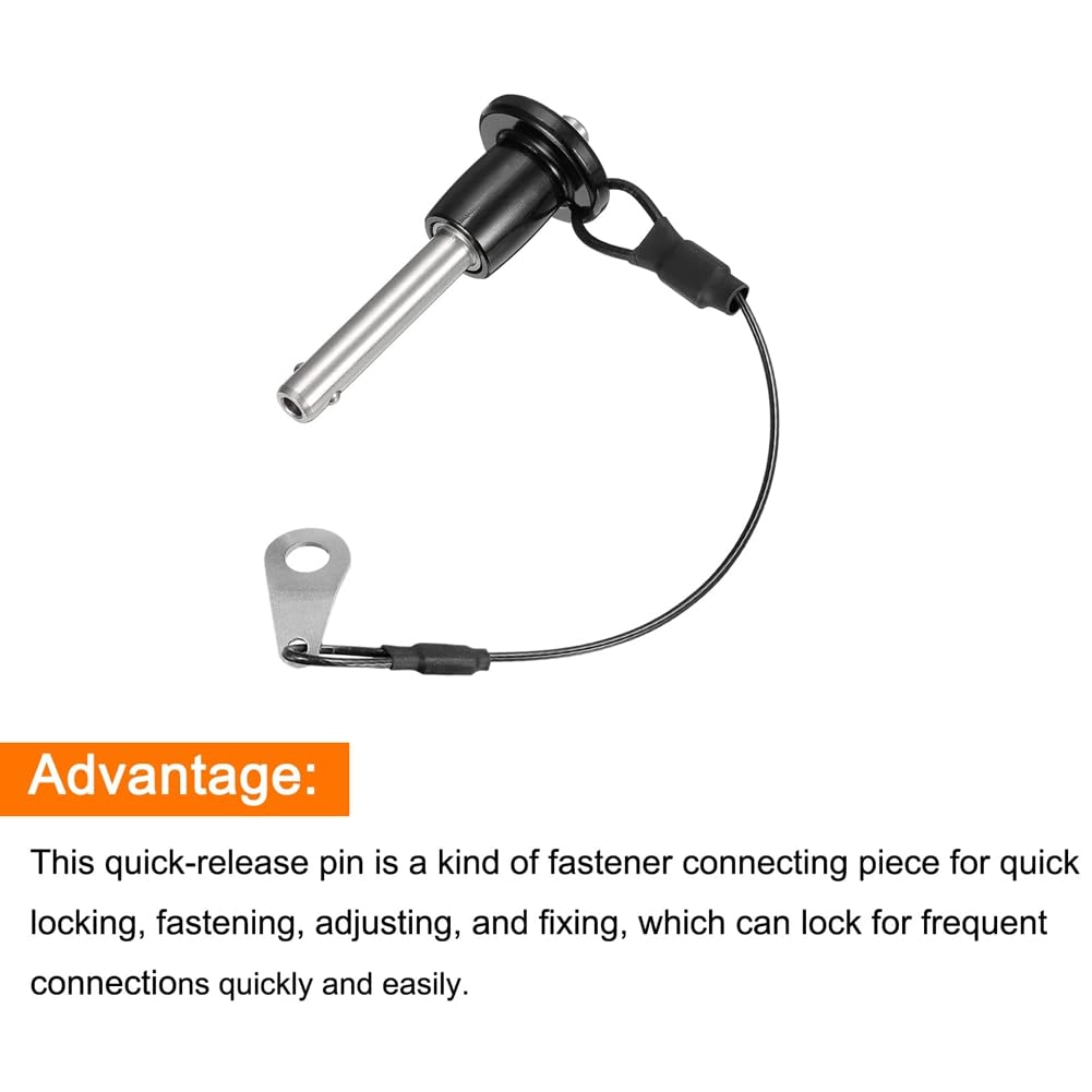 Kueohse Stainless Steel Quick Release Pin 6mm Diameter Locking Pin with Push Button Lanyard Cable Usable Length 25mm - Image 3