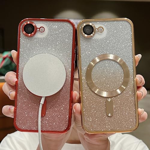 Image of Misscase for iPhone 17e & iPhone 16e Magnetic Glitter Case Compatible with MagSafe,Camera Lens Protector Full Protection Elegant Anti-Scratch Dust-Proof Net Cover for iPhone 17e & iPhone 16e Gold