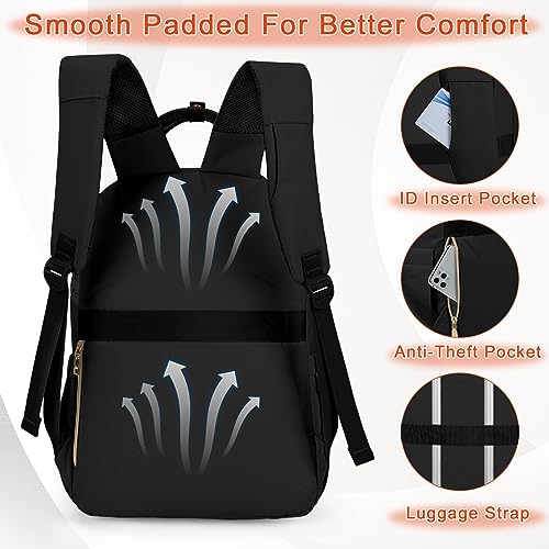 Backpack for Women School Backpack Travel Backpack Lightweight Laptop Backpack Women 15.6 Inch Backpack for School Teens Casual Daypack Backpacks College Travel Work,Black - Image 5
