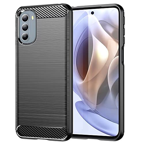 Topme Funda de Silicona para Motorola Moto G31 / Moto G41 (6.4' Inches), [ Carcasa Case de Teléfono con Estilo de Textura Cepillada] - Negro