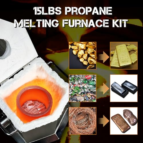 Canalhout PENTAGONAL FURNACE KIT-CAN 7Kg/15Lbs Propane Melting Furnace Kit With Two Tongs And Crucible, All New Kiln Metal Foundry Furnace Smelting Gold Silver Copper Aluminum thumb #4
