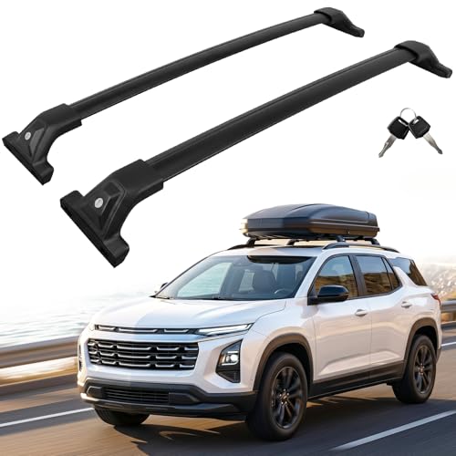 Image of 330 LBS Lockable Roof Rack Cross Bars Fit for 2025-2026 Chevrolet Equinox with Raised Side Rails (NOT for EV), Aluminum Crossbars for Rooftop Cargo Carrier Kayak Bike, Sunroof Friendly