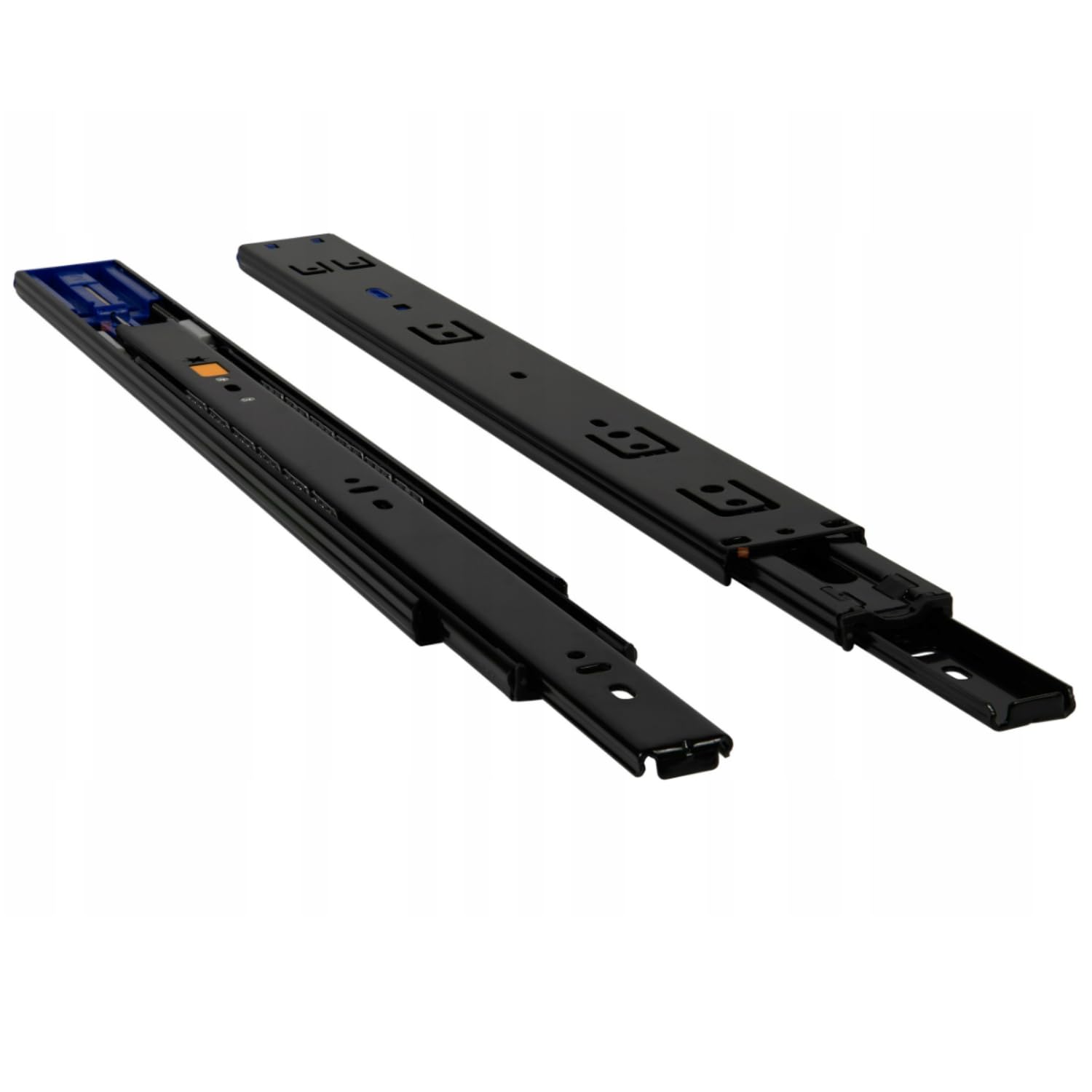 Soft Close Drawer Runner H45 Full Extension 40kg Load Capacity Black Gloss Ball Bearing Slides Steel Pair Silent Closing Modern Wardrobe Drawer Furniture Slide (500mm)
