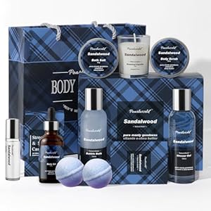 PEARLWORLD Bath Set with Ocean Scented Spa Gifts for Men, Christmas Birthday Self Skin Care Set for Men, Spa Gift Baskets for Him, 12Pcs Men’s Spa Kit Gifts for Bath Spa