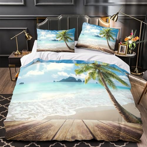 Parure de lit microfibre 3D plage pour en finir avec les couettes qui glissent du lit - 2