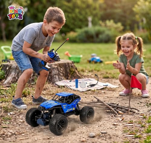 Image of Rock Crawler RC Car, 4 Functions, Rechargeable Remote Control Climbing Car with Fog Effect for Kids-Blue