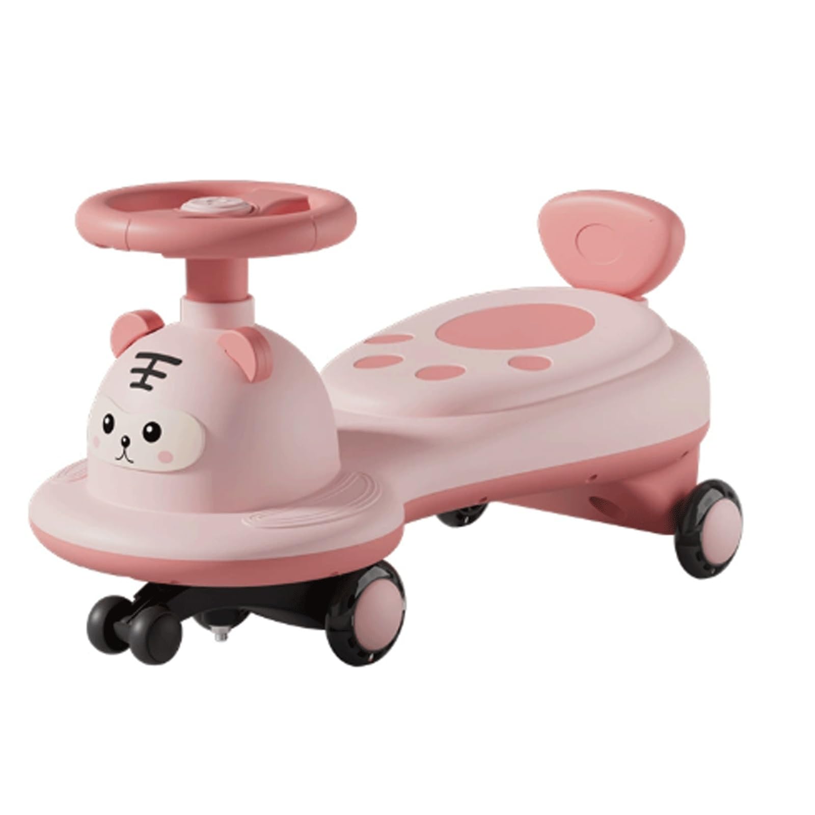 Samochodzik na huśtawce, Wiggle Car lampka muzyczna samochodu Anti-rollover dla dzieci zabawka do jeżdżenia cicha lampa błyskowa w wieku 3 lat i więcej samochody obrotowe(Rose)