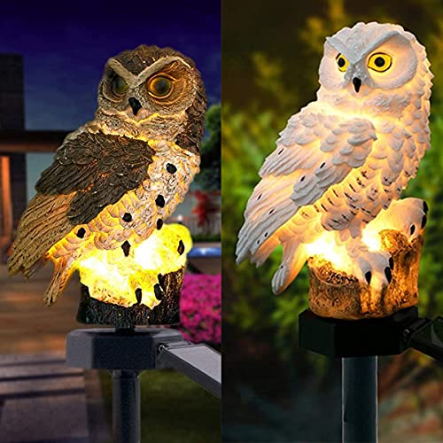 Queen.Y Lumière solaire de jardin LED en forme de chouette en plein air Lampe de pelouse étanche solaire LED lumières éclairage extérieur veilleuse...