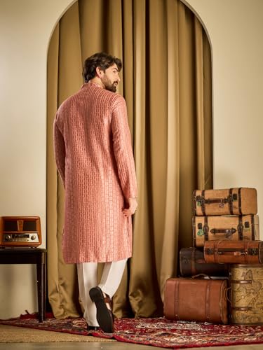 Image of SOJANYA (Since 1958 Men's Cotton Rayon Shiny Thread Sequinned Only Long Kurta