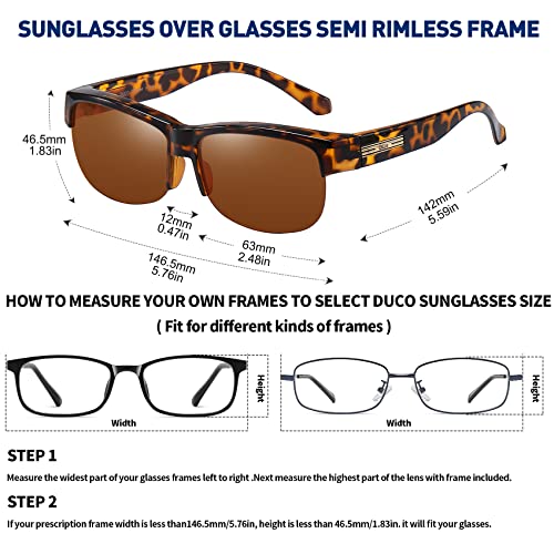 DUCO Fit Over Glasses Unisex Wraparound Glasses Fashion Rimless Wear Over Glasses Polarized Sunglasses for Men and Women 89604