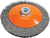 Walter Surface Technologies 13H454 Saucer-Cup Crimped Wire Brush - Durable Carbon Steel Brush with Threaded Hole. Abrasive Brushes
