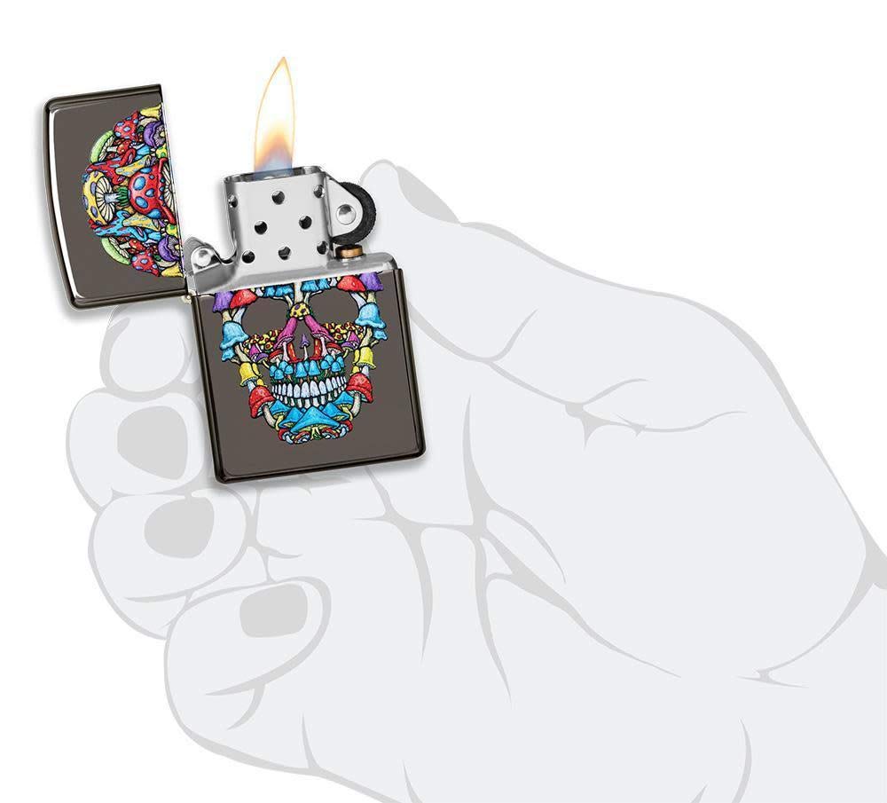 ZIPPO – Totenkopf Design, Color Image, Black Ice – Sturmfeuerzeug, nachfüllbar, in hochwertiger Geschenkbox