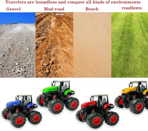 Image of Amitasha Tractor Toy Friction Power Die-Cast for Kids 3-12 Years 4WD Push n Go Mini Monster Truck 360 Flip Metal Vehicle 4 Wheel Drive Stunt Cars Pack of 1