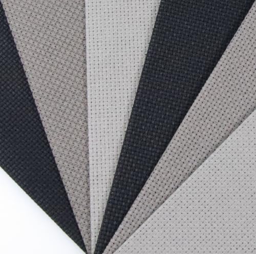 Image of KCS 4 /6 pc of 12 inch x 18 inch(30cmx45cm) 16 Count Cotton Aida Cloth Cross Stitch Fabric (6 pc,Medium Grey+Dark Grey+Black)