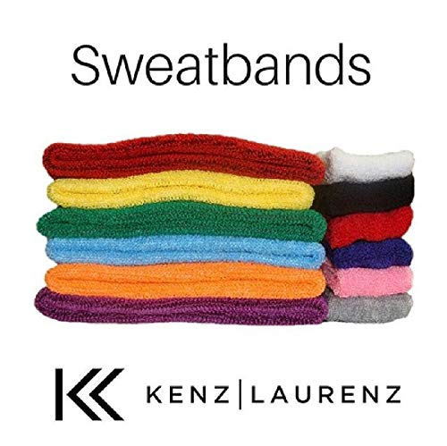 Kenz Laurenz 12 Sweatbands Cotton Sports Headbands Terry Cloth Moisture Wicking Athletic Basketball Headband (Green 12 Pack)