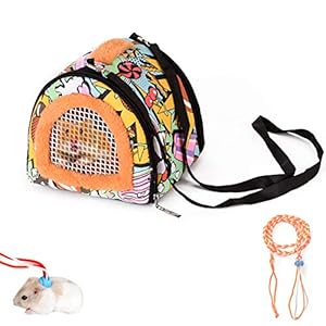 Hamster Carrier Bag, Breathable & Portable – Small Animal Travel Bag with Detachable Strap Zipper for Hedgehog Rat Squirrel Sugar Glider Tortoise