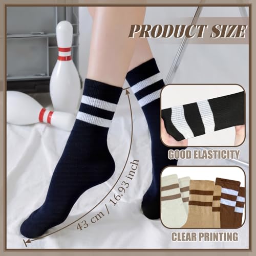Image of 8 Pair Women's 2-Stripe Crew Socks Casual Athletic Socks for Women Girls