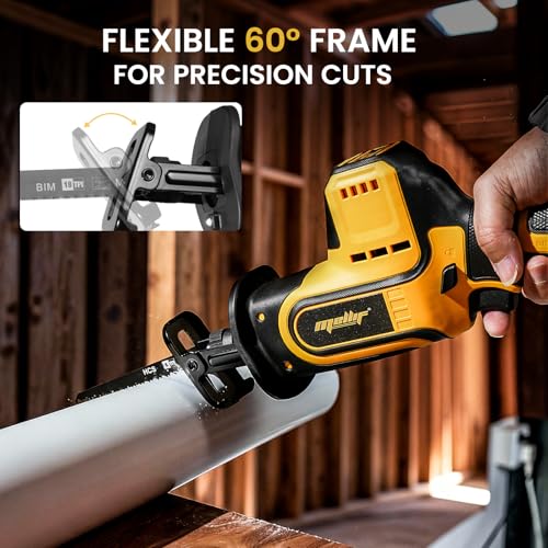 Image of Brushless Reciprocating Saw Compatible with Dewalt 20V MAX Battery(Tool Only), 3,000 SPM One-Handed Cordless Sawzall, 1 inch Stroke Length, Pivoting Shoe, LED Light, Variable Speed for Wood /Meatl /PVC
