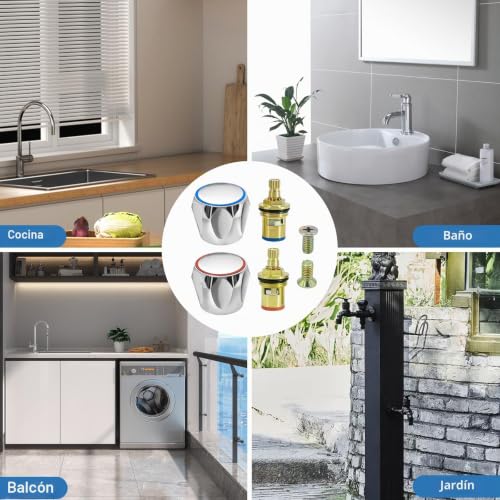 Miniatura 8 de Dymhq 4 Kit De Válvula De Grifo, 1 2 Válvula De Grifo De Baño Interior, Cabezal Ceramico Reemplazo Cartucho, Accesorios De Válvulas De Grifo Para Cocina Baño