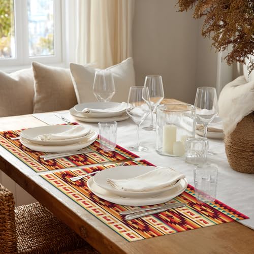 Sets de table aztèques Shrahala tapis de table ethniques en lin - 3