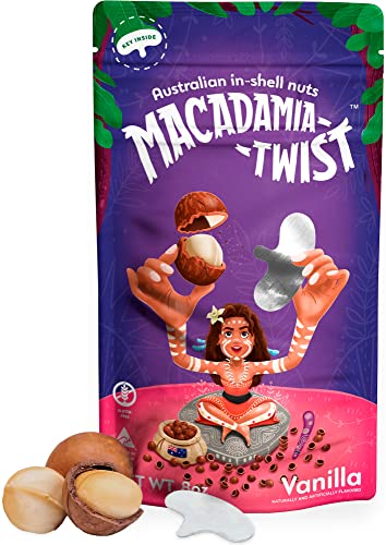 Final Sale - Macadamia Twist Premium Australian Macadamia Nuts In Shell With Metal Key To Open Shells, Combo 3Pc Vanilla + 1Pc Dry Roasted Flavored #TOP1