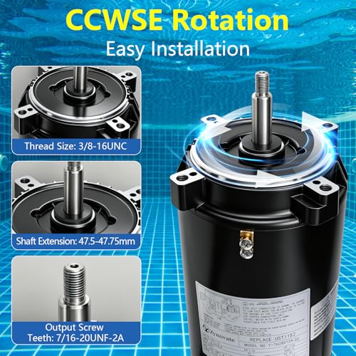 UST1152 1.5HP Swimming Pool Pump Motor Replaces Century/AO Smith Pump Motor by Zynovate - Used condition - Image 7