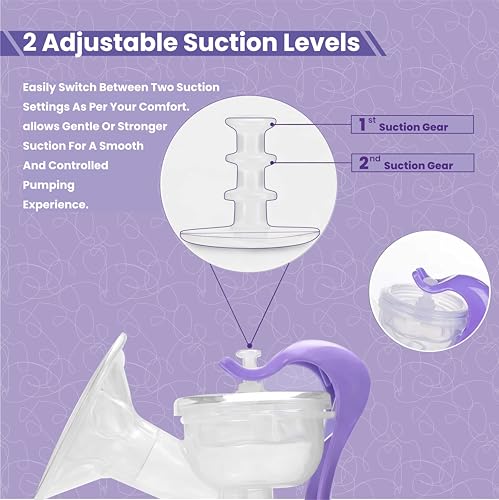 Image of ARDAKI Breast Pump for Feeding Mothers, 3 Level Suction Adjustment, Flexible Silicone Massage Cushion & Ergonomic Handle for Easy & Painless Breast Milk Expression, Manual Breast Pump, BPA Free