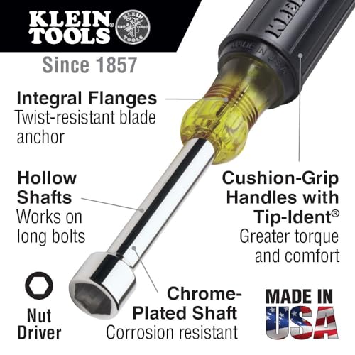 Klein Tools 631 Tool Set, Made In Usa, Nut Driver Set W/Hex Nut Sizes 3/16 thumb #1