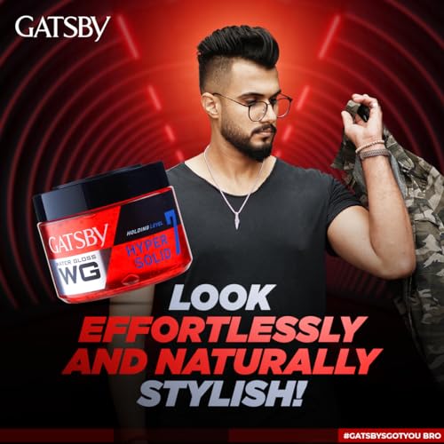 Image of Gatsby Japan Water Gloss - Hyper Solid 300g - Extreme Style with Ultimate Hold | Wet Look, Shine Effect, Non-Sticky, Easy Wash Off, Setting Power Level 7 | Hair Styling Gel for Men- Short & Very Short Hair | Pack of 2