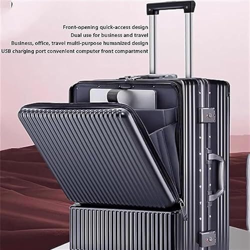 Carry On Luggages Suitcase Front Opening Suitcase Rechargeable Universal Wheel Checked Luggage Carry On Luggage Luggage Suitcases(Green-20inch2