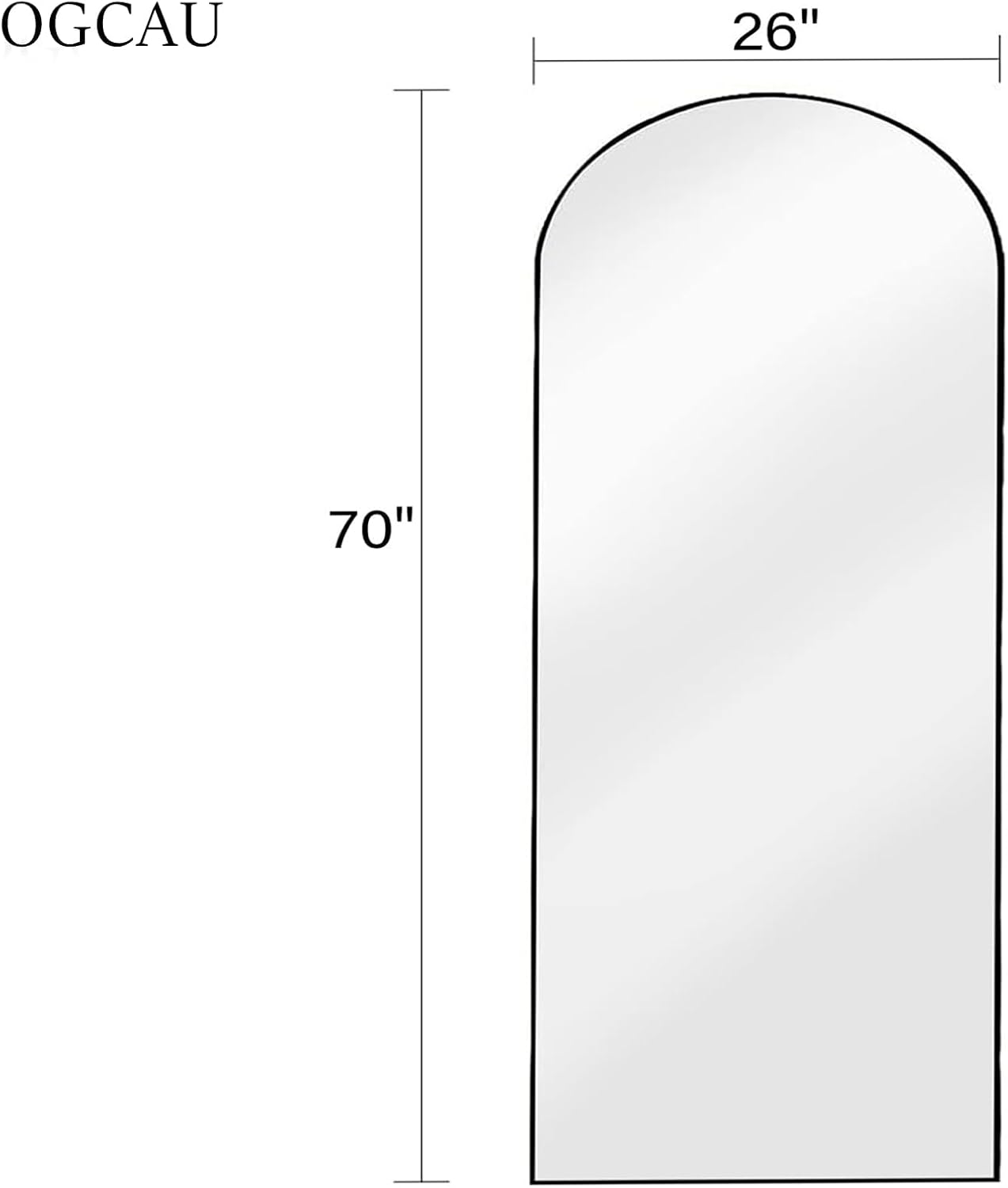 OGCAU Full Length Mirror, 70"x26" Arched Full Body Floor Mirror with Stand, Hanging or Leaning, Standing, Wall Mounted with Aluminum Frame for Bedroom Living Room (Black) - Image 9
