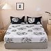 Protector de colchón Fundas de colchón de Flores de Lujo Juegos de sábanas Ajustables con sábana elástica + Funda de Almohada Protector de colchón (B 150 cm x 200 cm 3 Pi