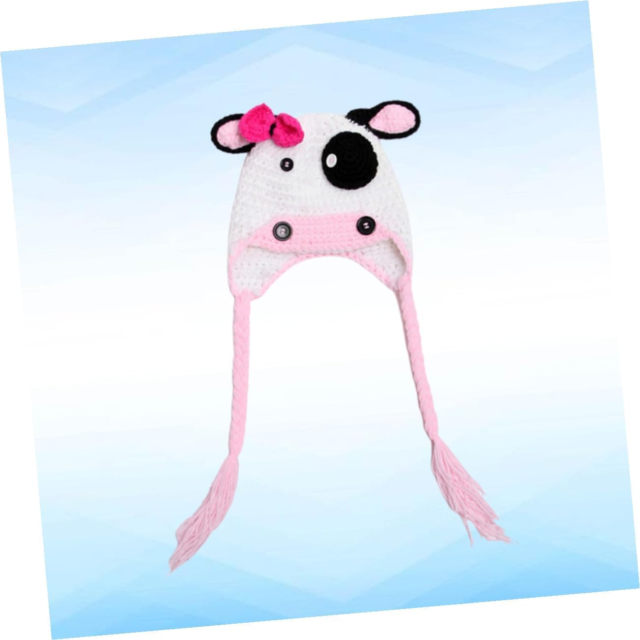 Cow Print Knit Baby Hat, Adorable Winter Warm Cap for Toddler Girls Boys