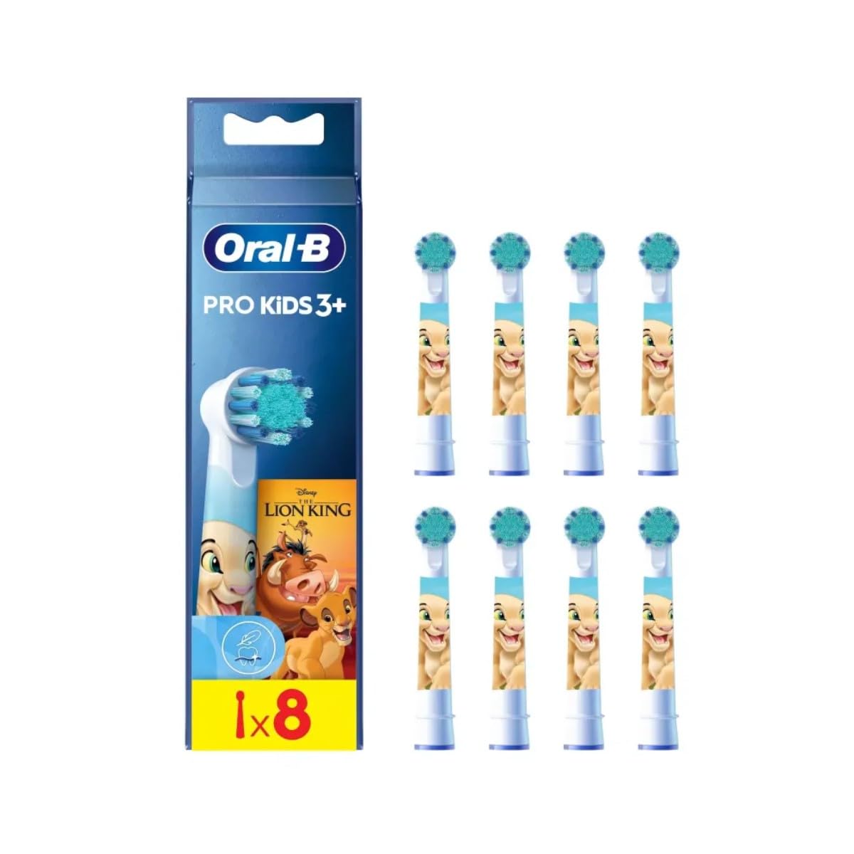 Oral-B Pro Kids König der Löwen – oryginalne końcówki do elektrycznej szczoteczki do zębów – bardzo miękkie włosie, wymienne szczoteczki Oral-B dla dzieci od 3 lat – białe, 8 sztuk