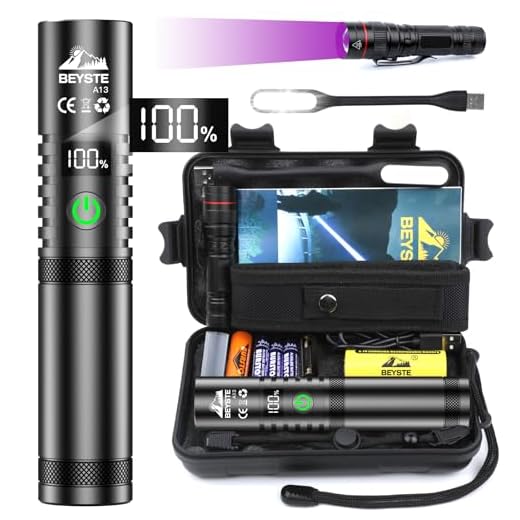 BEYSTE Lampe Torche LED Ultra Puissante, 1000000 Lumens Lampe de Poche LED Ultra Puissante, Lampe Torche Rechargeable USB, Lampe Torche Tactique Militaire Pour Camping Randonnée Urgence, 3 Modes
