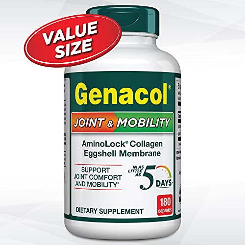 Genacol Natural Eggshell Membrane & Collagen Peptides Supplement For Joint Comfort & Flexibility | Gluten-Free, Non-Gmo Joint & Mobility 180 Capsules #TOP1