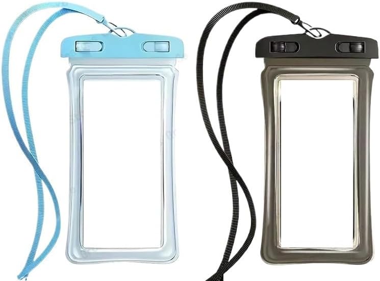 Transparent Waterproof Phone Pouch Under 7.2 Inches Touch Screen Swimming Rafting Case With Lanyard Sealed Bag(Blue)