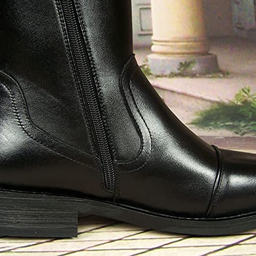 Mens Guard of Honor Horse Riding Boots with Zipper Gauze Lining Durable Outdoor Pointed Fashion Western Cowgirl Shoes - Boot Tube PU(Color:Black,Size:UK9)4