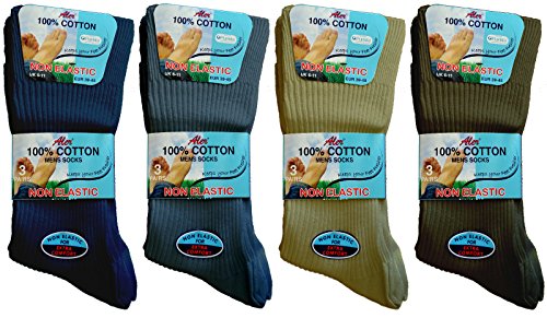 NIEUWE MENS 12 PAIR MULTIPACK ALER 100% KATON VERBODEN NIET ELASTISCHE SOKEN UK 6-11