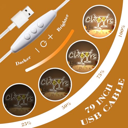 Image of WX&YH Cheers Neon Sign Cocktails Bar Led Sign Cheers Neon Signs for Wall Decor Cocktails Glass Neon Lights Signs for Home Pub Party Club Restaurant Shop Bar Lights Decor Gifts