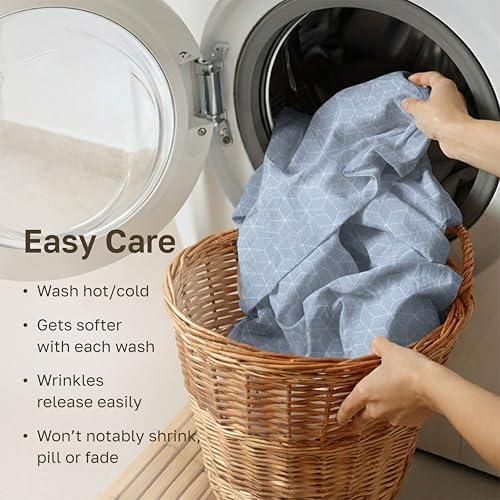 Image of California Design Den King Size Sheet Set - 100% Cotton, 600 Thread Count, Deep Pocket King Sheets, Premium-Feel Bedding with Sateen Weave - Urban Geometric Print