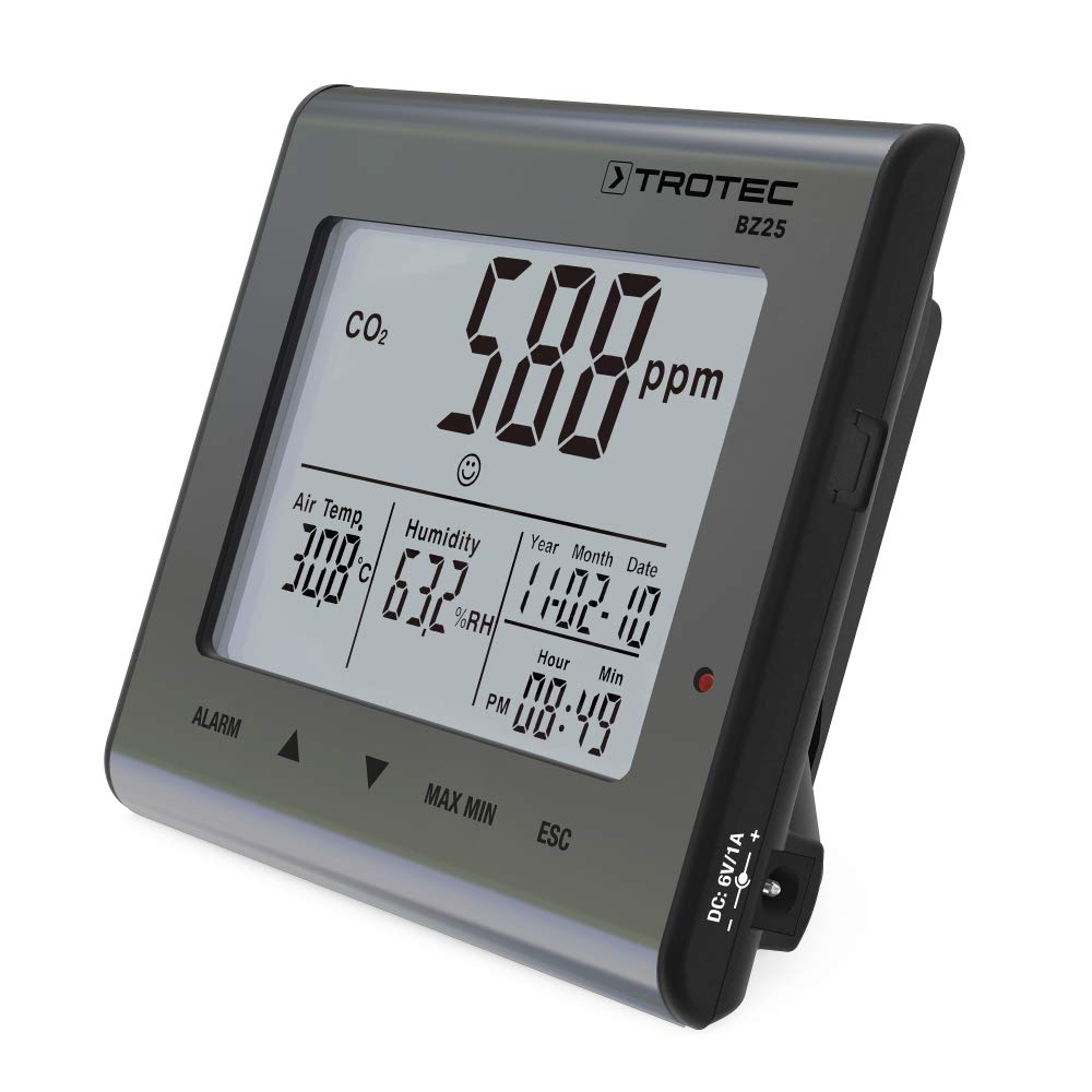TROTEC 3510205014 BZ25 CO2-Luftqualitätsmonitor Ideal für Büro Schule Kindergarten Raumluft Raumtemperatur