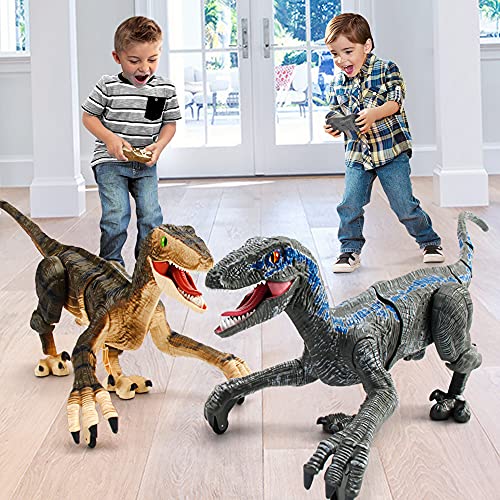 Mini Tudou 2.4G Remote Control Dinosaur Toys,Educational Electronic Walking Velociraptor with Lights&Sounds,Dinosaur Robot Toys Powered by Rechargeable Battery,Best RC Toys Gifts for Kids Boys Girlsâ€¦