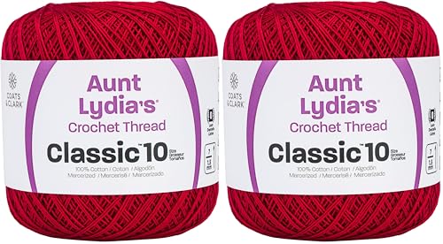 Image of Coats Crochet Red Heart Classic Crochet Thread, 10, Cardinal (Pack of 2)