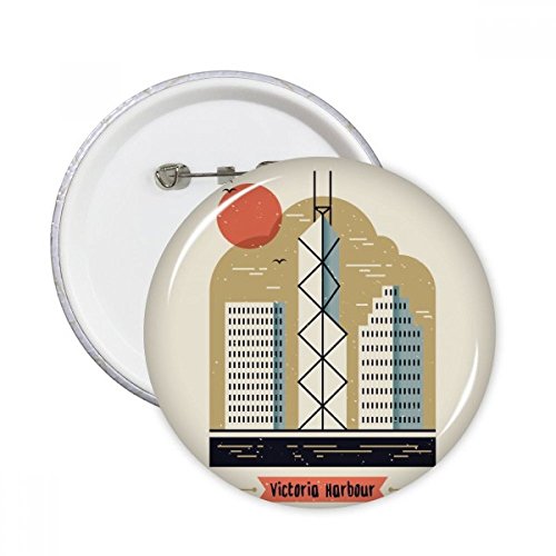 Bouton badge Hong Kong pour masquer l'usure d'une veste ou égayer un vêtement trop terne 5pcs